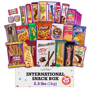 International Snack Box, 25 Full-Size Foreign Snack Box, 2.3lb
