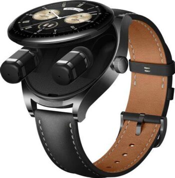 Buds Smart Watch, Smartwatch and Earbuds, 2-in-1 Touch Controls in One Wide Atrium Area, Noise Cancelling Via AI, Android & iOS, Black