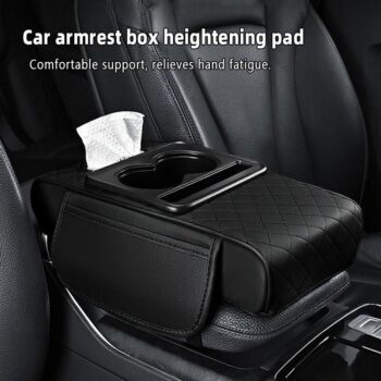 Car armrest storage bag, multi-functional 4-in-1 mat, suitable for car armrests, car storage bags, car center console organizers, and includes cup holders and phone holders, ideal for long-distance driving trips.