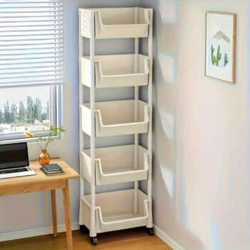 Home Rolling Storage Trolley for Kitchen Bathroom Bedroom, Full Accessory Set