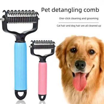 Universal Dog Detangling Comb, Stainless Steel Double‑Sided Pet Grooming Tool, 2-piece combo pack
