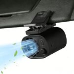 Joytutus Car Clip-On Portable USB Fan - 360° Rotation, 100-Speed Stepless Adjustment, 1800mAh Rechargeable Battery, LED Display, Charging Button, Summer Personal Fan (No Cooling Function)