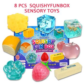 8-Piece Set Mystery Squishy Box, Blind Box Malt Sugar Stress Relief Fidget Toys, Sensory Bundle, Creative Slow-Return Squishy, Party Gift, 8 Different Styles